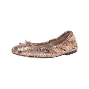 NWT SAM EDELMAN Womens Brown Snake Bow Felicia Slip On Leather Ballet Flats 6 M